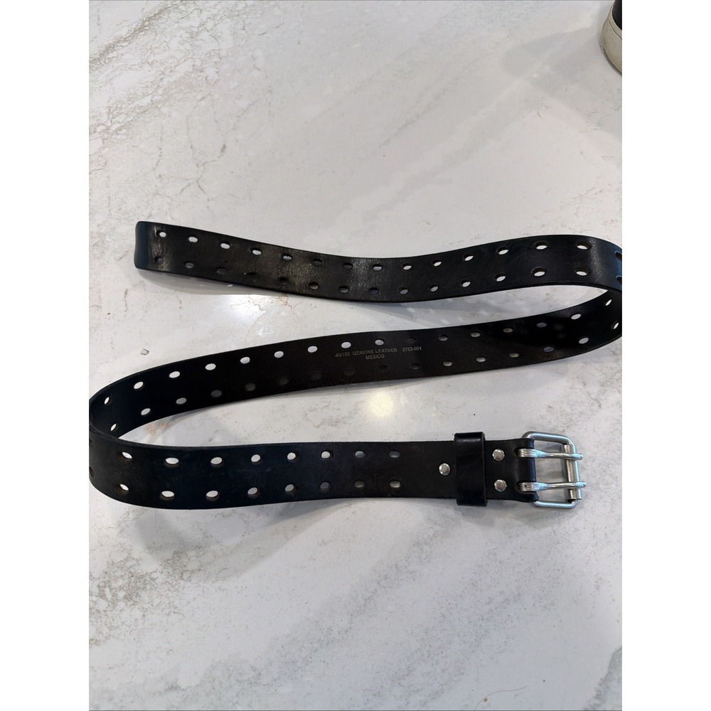 Genuine Leather Black Belt Mexico Size Up To 40" Waist Western Cowboy Biker Punk